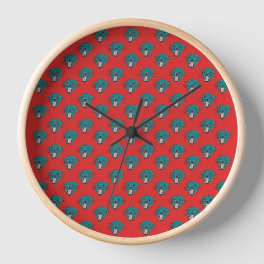 Roaring leopard - Bold wall clock for art lovers 壁時計 (正面)