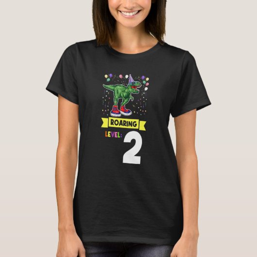 Roaring Level 2 2nd Birthday Boy's誕生日 Tシャツ (正面)