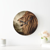 Roaring Lion:威厳のあるヴィンテージ・アート。 ラージ壁時計 (ホーム)