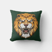 Roaring Lion Face Decorative Pillow クッション (正面)