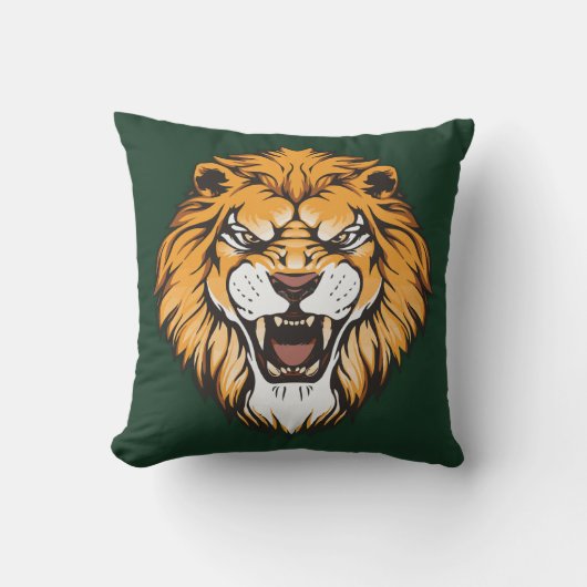 Roaring Lion Face Decorative Pillow クッション (正面)