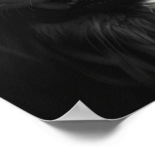 Roaring Lion Front View Photo realistic Black and ポスター (角)