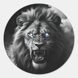 Roaring Lion Head Digital 絵を描's ラウンドシール