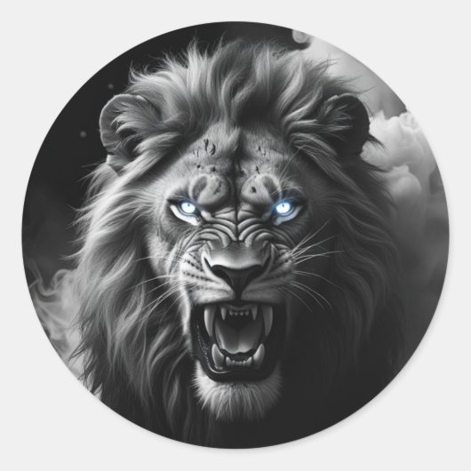 Roaring Lion Head Digital 絵を描's ラウンドシール (正面)