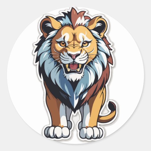 Roaring Lion Sticker – キングを解放 ラウンドシール (正面)