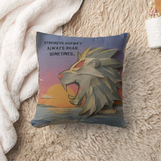Roaring Lion Sunrise Papercut Throw Pillow クッション (ブランケット)