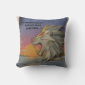 Roaring Lion Sunrise Papercut Throw Pillow クッション (正面)