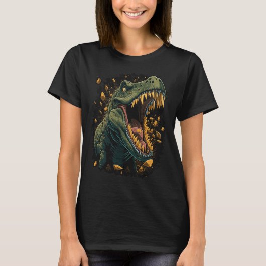 Roaring Rex Tyrannosaurus Rex Dinosaur Head Tシャツ (正面)