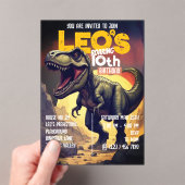 Roaring T Rex Dinosaur Birthday Party Invite アクリル招待状 (インサイチュ (ポータブル))