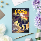 Roaring T Rex Dinosaur Birthday Party Invite アクリル招待状 (インサイチュ (ウェディング))