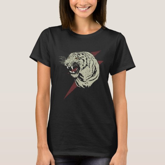 Roaring Tiger Animal Print Cat Tiger Head Tシャツ (正面)