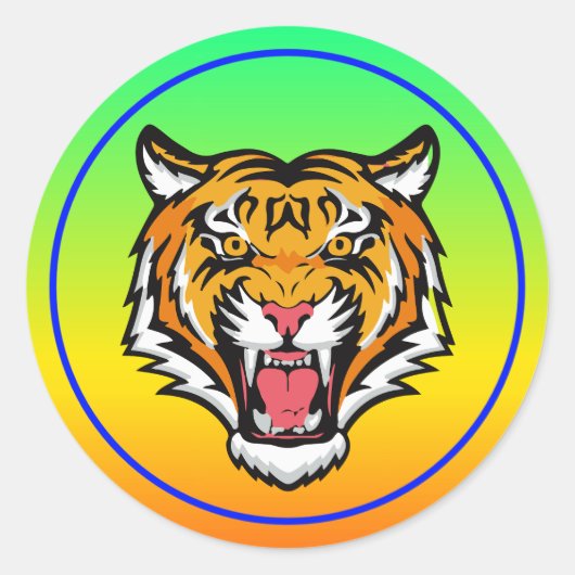 Roaring Tiger Head-25818 ラウンドシール (正面)