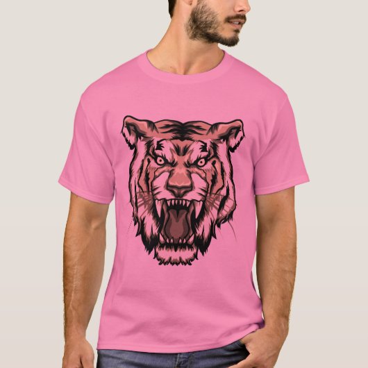 Roaring Tiger Head Tシャツタトゥーパターン Tシャツ (正面)