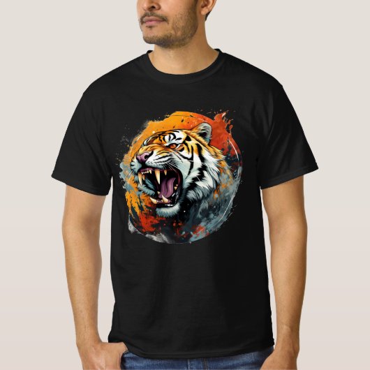 Roaring Tiger Tシャツ – 強烈なカラー (正面)