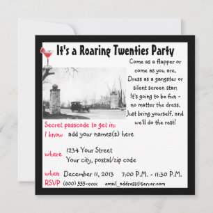 Roaring Twentes Speakeasyテーマパーティー 招待状