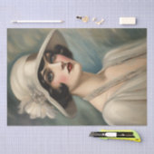 Roaring Twentiesエレガンス：帽子のデコパージュのレディ 薄葉紙 (クラフト)