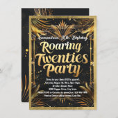 Roaring Twentiesパーティー1920年のテーマ社会 招待状 (正面/裏面)