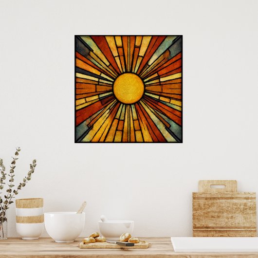 Roaring Twenties Art Deco Sunburst  ポスター (キッチン)