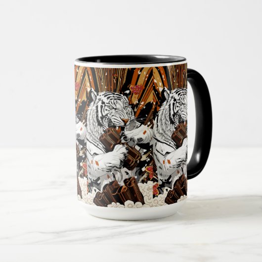 Roaring White Tiger – Bold Morning Energy マグカップ (正面右)