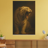 Roaring White Tiger – Fine Art Premium Canvas Prin キャンバスプリント (インサイチュ (リビング))