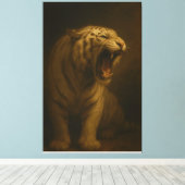 Roaring White Tiger – Fine Art Premium Canvas Prin キャンバスプリント (インサイチュ (ウッドフロア))