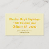 Roaring with care safari leopard cub childcare 名刺 (裏面)