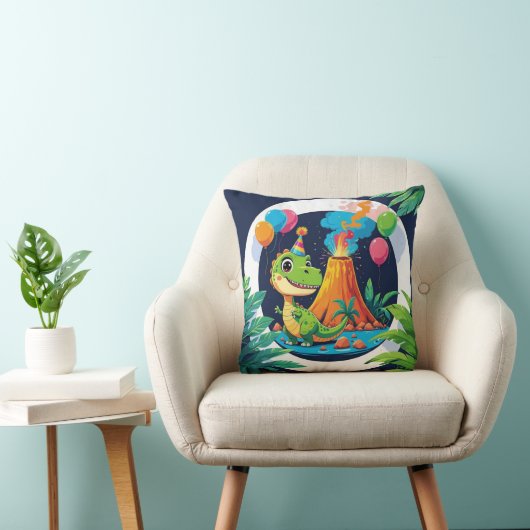 Roarsome Dino Throw Pillow クッション (椅子)