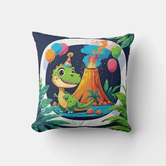 Roarsome Dino Throw Pillow クッション (正面)
