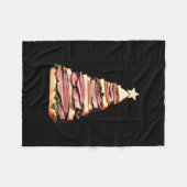 Roast Beef Sandwich Christmas Tree フリースブランケット (正面(横))