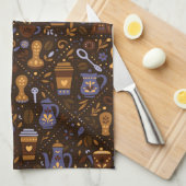 Roastery botanicals & tools — cocoa, caramel キッチンタオル (四つ折り)