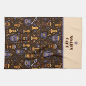 Roastery botanicals & tools — cocoa, caramel キッチンタオル (横)