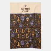 Roastery botanicals & tools — cocoa, caramel キッチンタオル (縦)