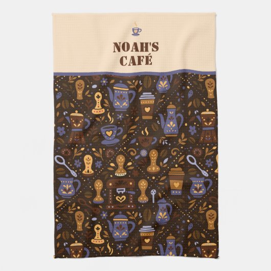 Roastery botanicals & tools — cocoa, caramel キッチンタオル (縦)