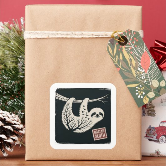 Roatan Honduras Sloth, Roatan Sloth, Roatan スクエアシール (クリスマス)