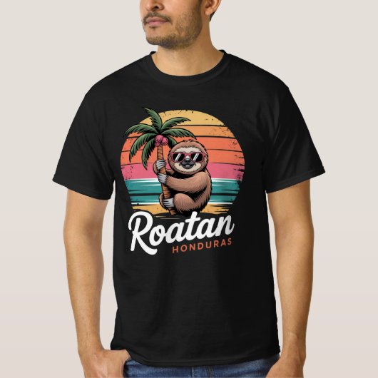 Roatan Honduras Sloth, Roatan Sloth, Roatan Tシャツ (正面)