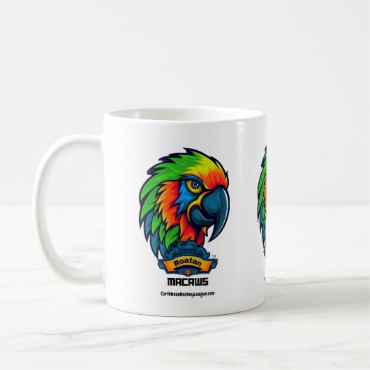 Roatan Macaws - CaribbeanHockeyLeague.com コーヒーマグカップ (左)