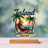 Roatan Sloth Vintage Island Relax Graphic 2 アクリルサイン (ニュートラル)