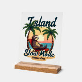 Roatan Sloth Vintage Island Relax Graphic 2 アクリルサイン (傾斜)