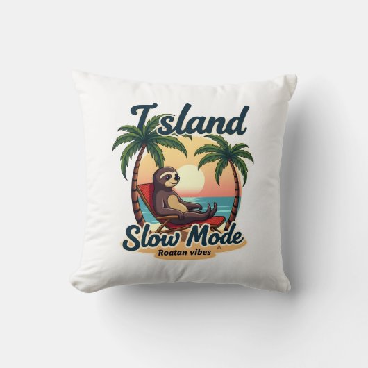 Roatan Sloth Vintage Island Relax Graphic 2 クッション (正面)