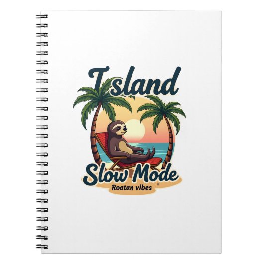 Roatan Sloth Vintage Island Relax Graphic 2 ノートブック (正面)