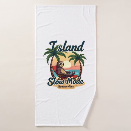 Roatan Sloth Vintage Island Relax Graphic 2 バスタオル (バスタオル)