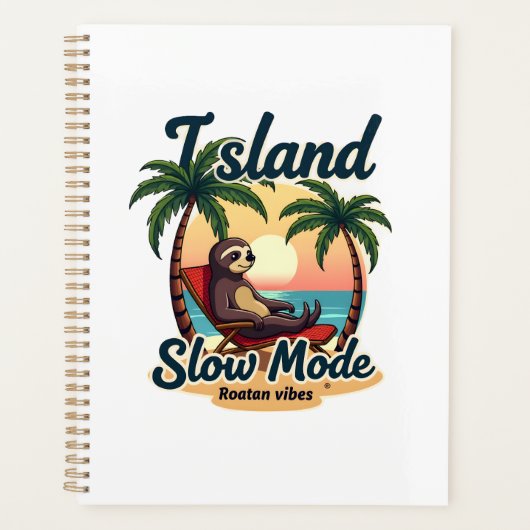 Roatan Sloth Vintage Island Relax Graphic 2 プランナー手帳 (正面)