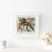 Robber Fly 131024IREF221 - Watercolor スクエア壁時計 (ホーム)