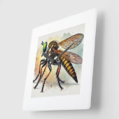 Robber Fly 131024IREF221 - Watercolor スクエア壁時計 (傾斜)