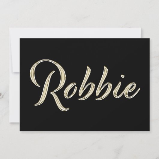 Robbie Name white gold Handwriting Karte カード (正面)