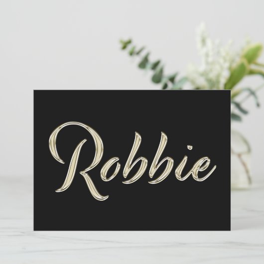 Robbie Name white gold Handwriting Karte カード (スタンド正面)