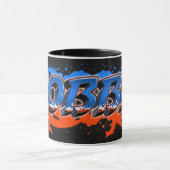 Robbie Vorname Name Graffiti blue orange Tasse マグカップ (中央)