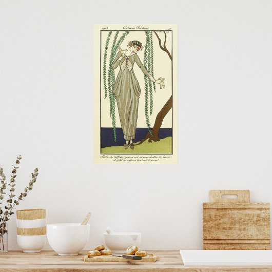 Robe de taffetas gris, by George Barbier ポスター (キッチン)