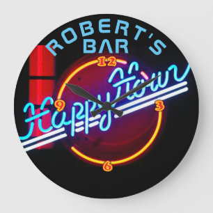 ROBERT -ネームネオンサインバーマンケーブデンクロックおもしろい ラージ壁時計