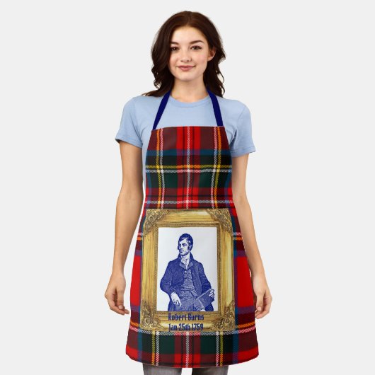 Robert Burns Supper Royal Stewart Plaid Jan 25 エプロン (着用した状態)